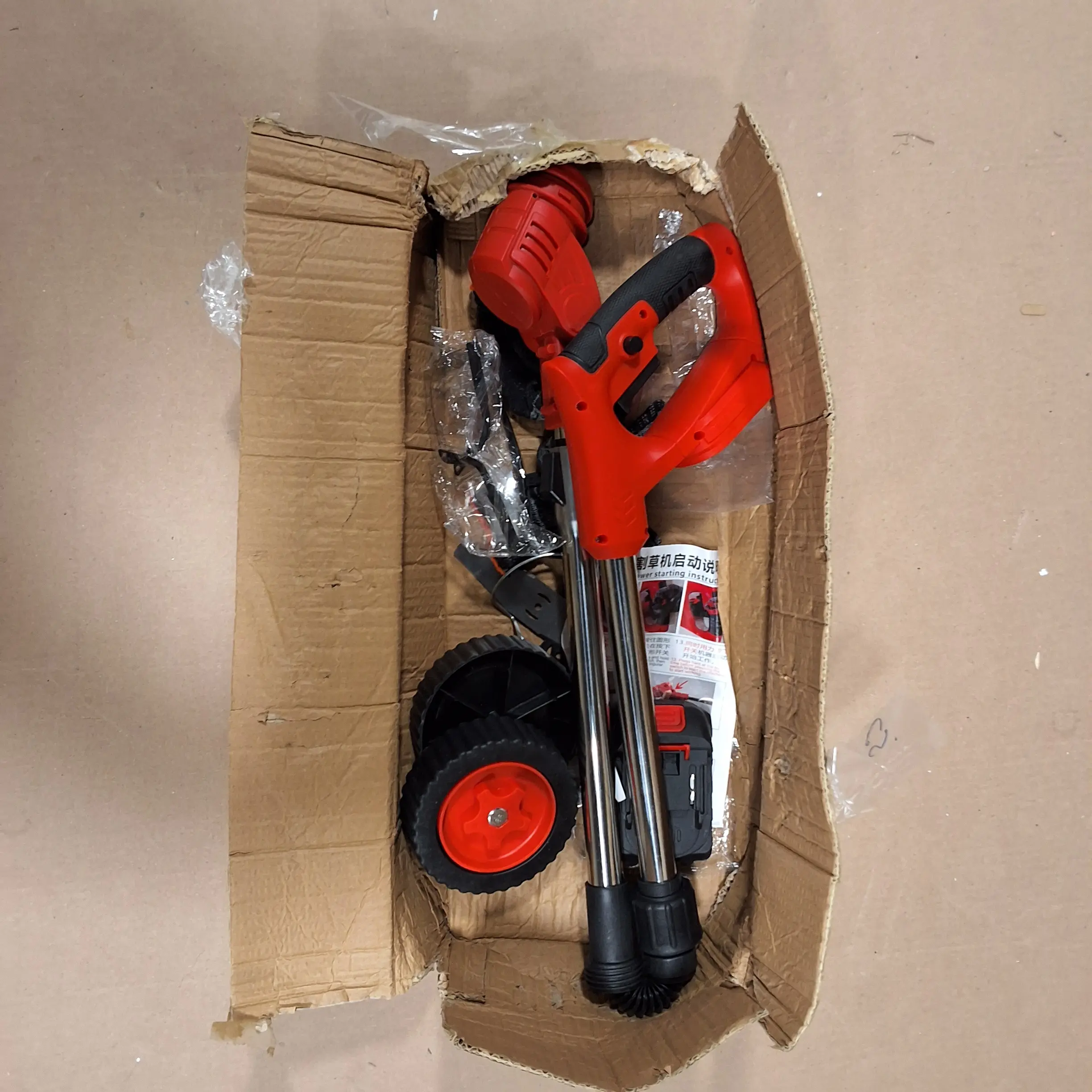 *AS-IS* Cordless Weed Wacker Powerful Electric Weed Eater Red Grass Cutter Telescopic Lightweight Lawn Edger