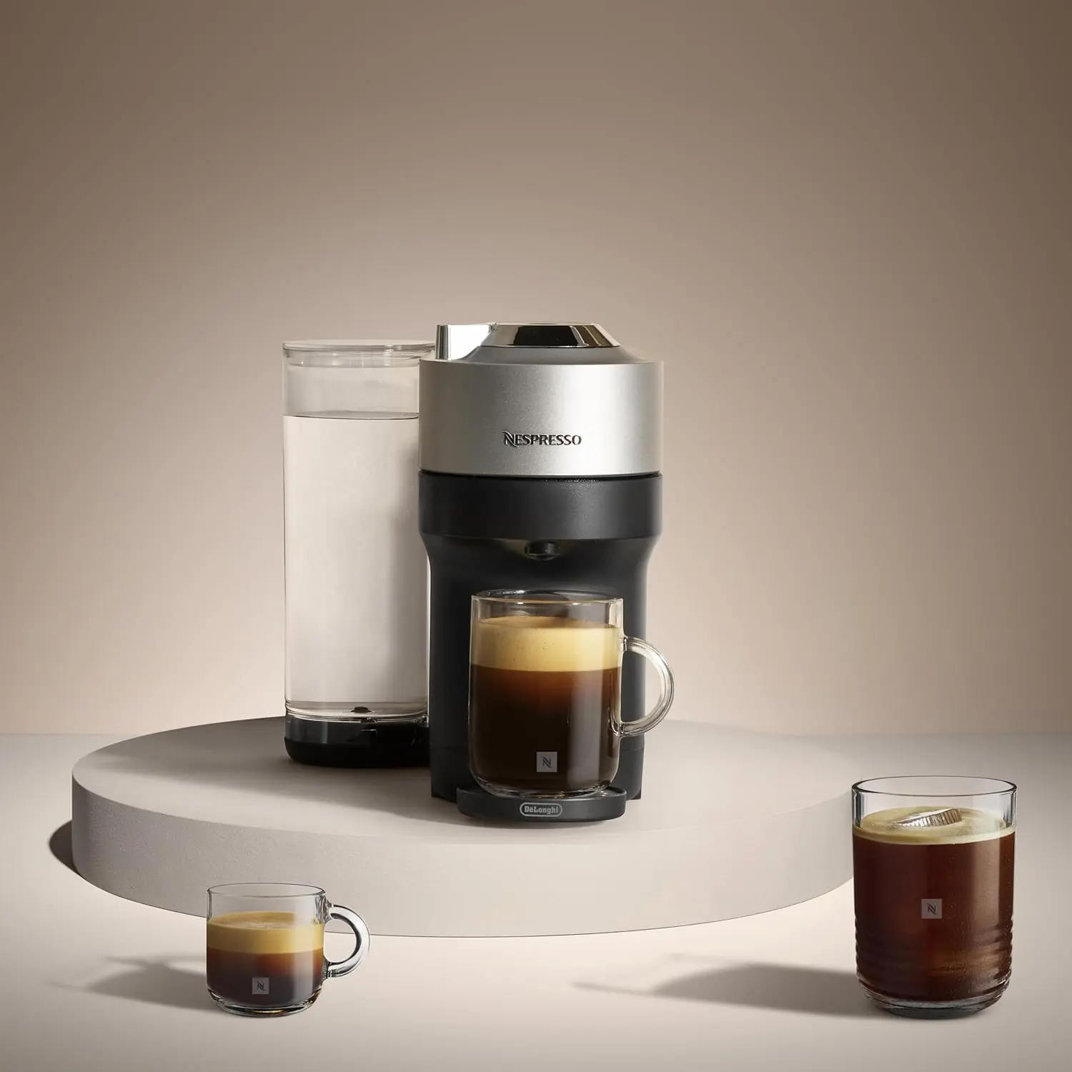Nespresso Vertuo Pop+ Deluxe Compact Coffee Machine, Titanium
