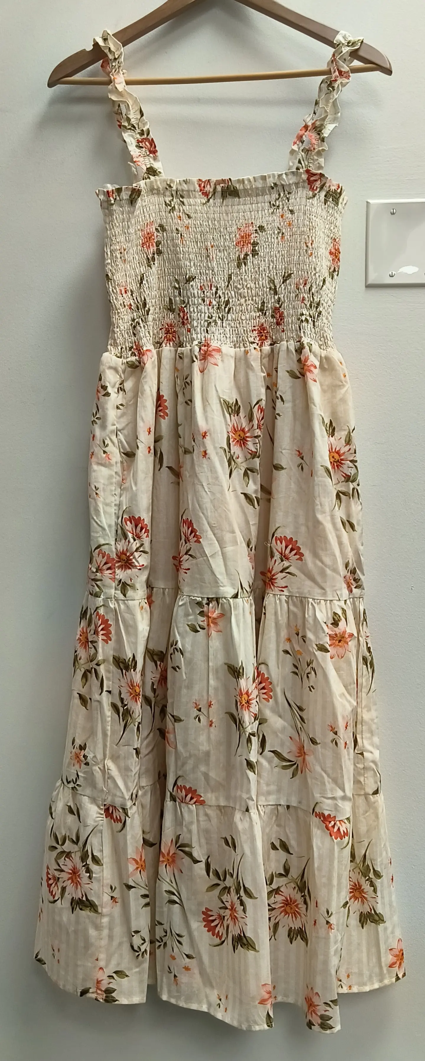 MEXX smocked voile floral dress (L/G)